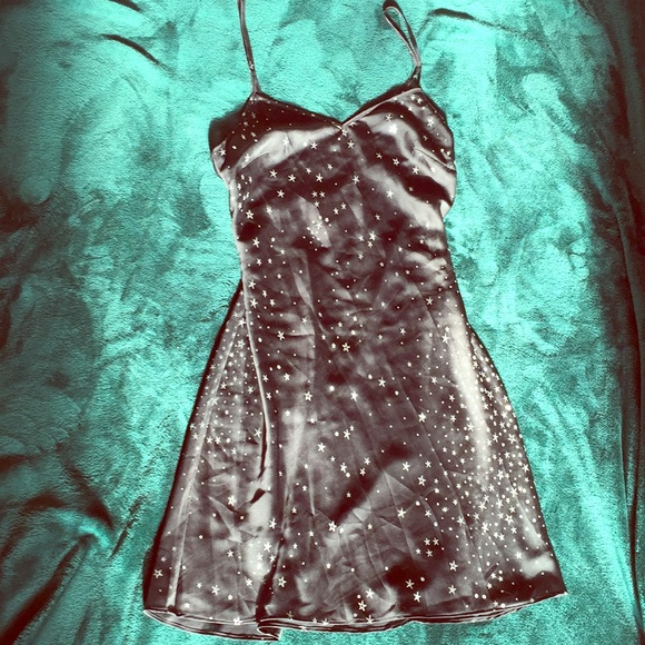 Victoria's Secret Other - NWT Silky Black Slip with Glittering Silver Stars